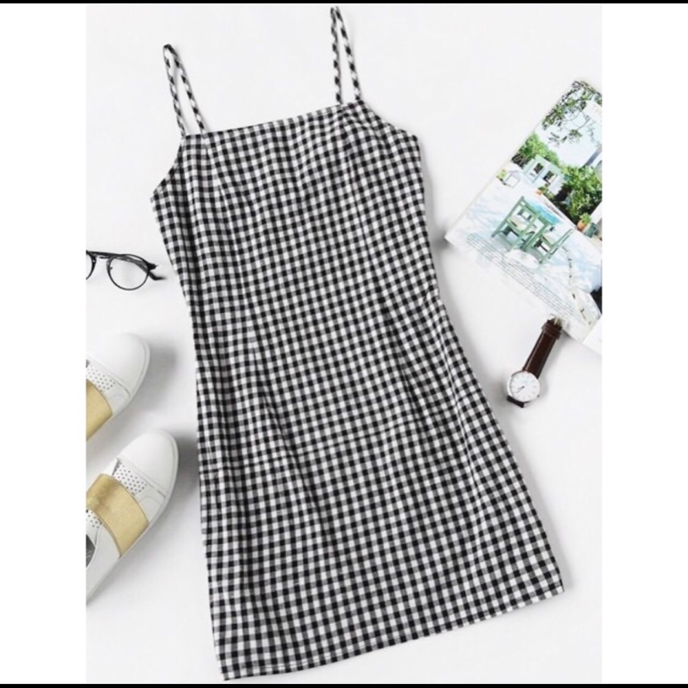 Gingham print mini dresses